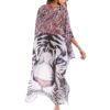 Women Cover Up Half Sleeve V Neck Tiger Print Sash Beachwear - Image 4