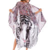 Women Cover Up Half Sleeve V Neck Tiger Print Sash Beachwear - Image 5