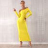 Women Draped Off Shoulder Long Maxi Evening Party Dresses - Image 6