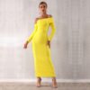 Women Draped Off Shoulder Long Maxi Evening Party Dresses - Image 5