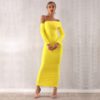 Women Draped Off Shoulder Long Maxi Evening Party Dresses - Image 4