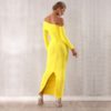 Women Draped Off Shoulder Long Maxi Evening Party Dresses - Image 3