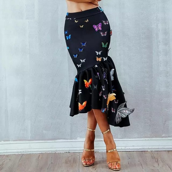 Women Elegant High Waist Casual Mid-Calf Celebrity Prom Bodycon Party Skirts