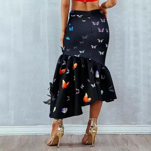 Women Elegant High Waist Casual Mid-Calf Celebrity Prom Bodycon Party Skirts - Image 3