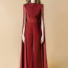 Women Long Sleeve Crewneck Split Party Jumpsuit - Image 4