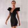 Women Party Vestido Sexy Ruffles Butterfly Sleeve Bodycon Club Dress - Image 3