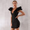 Women Party Vestido Sexy Ruffles Butterfly Sleeve Bodycon Club Dress - Image 4