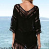 Women Sexy Cover Up V Neck Fringe Cut Out Casual Beachwear - Image 3