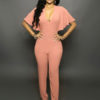 Women Sexy V Neck Butterfly Sleeve Tapered Fit Casual Jumpsuit - Image 4