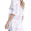 Women Short Sleeve Round Neck Floral Print Irregular T-shirts - Light Blue 4 - Image 5