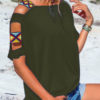 Women Solid Color Off Shoulder Short Sleeve Blouse - Image 6