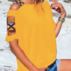Women Solid Color Off Shoulder Short Sleeve Blouse - Image 10