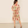 Wrap Belted Floral Print Butterfly Sleeve EleganteVacation Dresses - Image 3