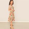 Wrap Belted Floral Print Butterfly Sleeve EleganteVacation Dresses - Image 2