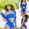 2 Piece Ruffle High Waist PushUp Padded Bra Bikini Set Swimsuit