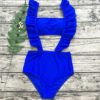2 Piece Ruffle High Waist PushUp Padded Bra Bikini Set Swimsuit - Image 5