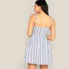 Boho Straps Self Tie Shoulder Fit and Flare Striped Cami Dress - Image 5