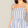 Boho Straps Self Tie Shoulder Fit and Flare Striped Cami Dress - Image 4