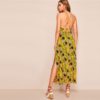 Allover Pineapple Split Thigh Backless Halter Maxi Dress - Image 5