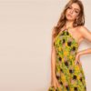 Allover Pineapple Split Thigh Backless Halter Maxi Dress - Image 3