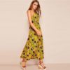 Allover Pineapple Split Thigh Backless Halter Maxi Dress - Image 4