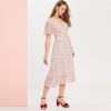Boho Plunge Neck High Waist Polka Dot Long Dress - Image 2
