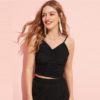 Boho Ruched Solid Cami Plain Slim Fit Top