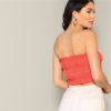 Boho Tie Front Frill Trim Bandeau Crop Tank Top - Image 2