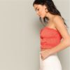 Boho Tie Front Frill Trim Bandeau Crop Tank Top - Image 4