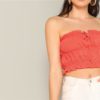Boho Tie Front Frill Trim Bandeau Crop Tank Top - Image 5