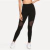 Casual Sexy Contrast Mesh Contrast Skinny Solid Leggings - Image 2