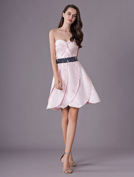 Satin Strapless Graduation Party Dress