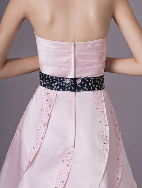 Satin Strapless Graduation Party Dress - Image 10