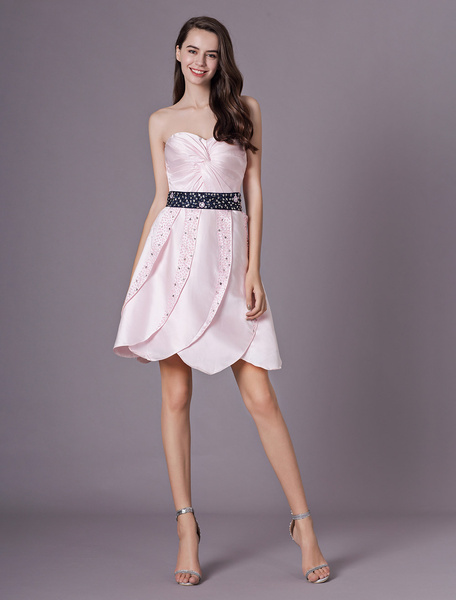 Satin Strapless Graduation Party Dress - Image 2