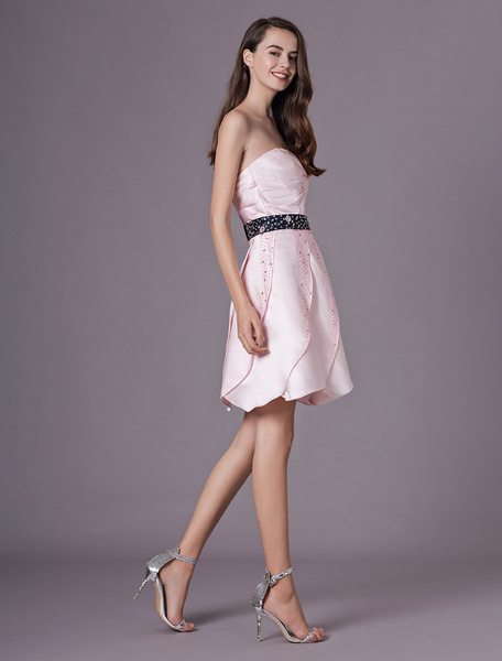 Satin Strapless Graduation Party Dress - Image 6