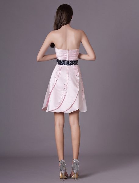 Satin Strapless Graduation Party Dress - Image 4