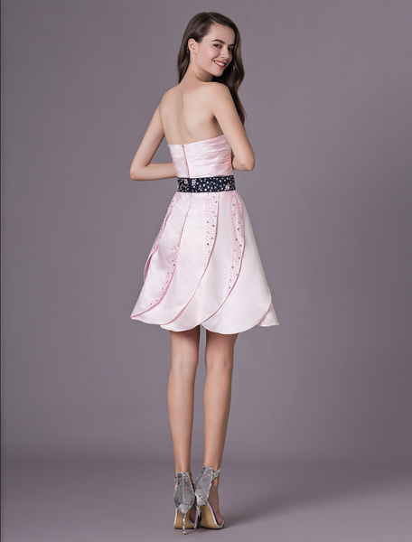 Satin Strapless Graduation Party Dress - Image 3