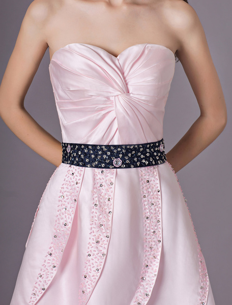 Satin Strapless Graduation Party Dress - Image 9