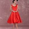 Cocktail Vintage Queen Anne Neckline Pleated A Line Party Dresses