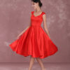 Cocktail Vintage Queen Anne Neckline Pleated A Line Party Dresses - Image 2