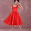 Cocktail Vintage Queen Anne Neckline Pleated A Line Party Dresses - Image 3