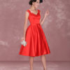 Cocktail Vintage Queen Anne Neckline Pleated A Line Party Dresses - Image 4