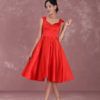 Cocktail Vintage Queen Anne Neckline Pleated A Line Party Dresses - Image 8