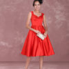 Cocktail Vintage Queen Anne Neckline Pleated A Line Party Dresses - Image 9