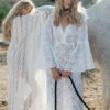 Cover Up Dress Boho Lace Maxi Dress Long Sleeve Sheer Split Dress - Image 2