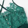 Criss Cross Eyelash Floral Lace Teddy Bodysuit Women One-Piece Sleep Pajamas - Image 15