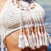 Cut-Out Fringe Cotton Flax Crop Top for Women