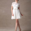 Draped Jewel Neck A-line Lace Sweet Bow Short Dress