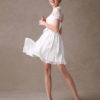 Draped Jewel Neck A-line Lace Sweet Bow Short Dress - Image 6