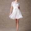 Draped Jewel Neck A-line Lace Sweet Bow Short Dress - Image 3